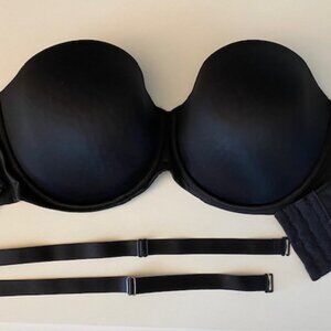 Cacique Strapless Bra, Removable Black Straps, Black, 42DD